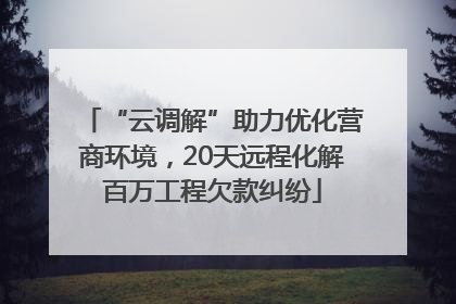 “云调解”助力优化营商环境，20天远程化解百万工程欠款纠纷