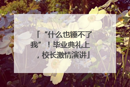 “什么也锤不了我”！毕业典礼上，校长激情演讲