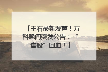 王石最新发声！万科晚间突发公告：“售股”回血！
