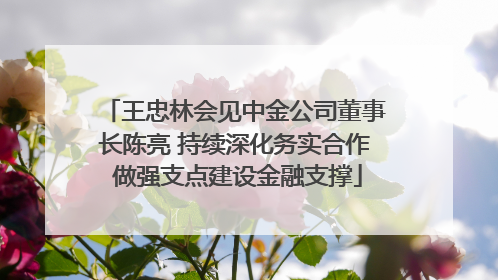 王忠林会见中金公司董事长陈亮 持续深化务实合作 做强支点建设金融支撑