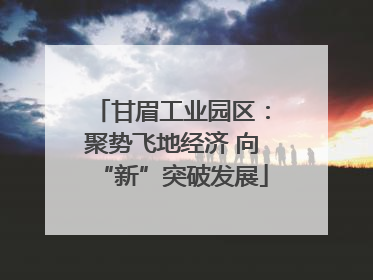 甘眉工业园区：聚势飞地经济 向“新”突破发展