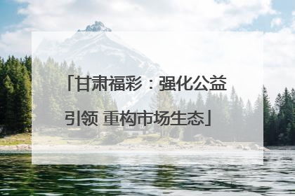 甘肃福彩：强化公益引领 重构市场生态