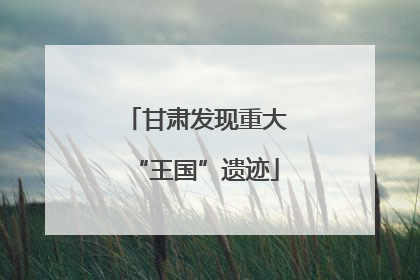 甘肃发现重大“王国”遗迹