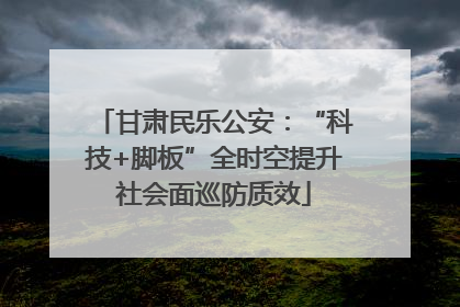 甘肃民乐公安：“科技+脚板”全时空提升社会面巡防质效