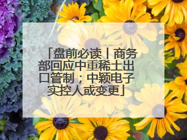 盘前必读丨商务部回应中重稀土出口管制；中颖电子实控人或变更
