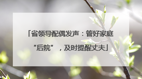 省领导配偶发声：管好家庭“后院”，及时提醒丈夫