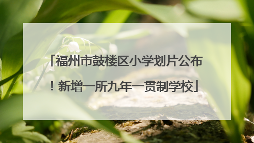 福州市鼓楼区小学划片公布！新增一所九年一贯制学校
