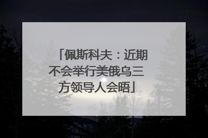 佩斯科夫：近期不会举行美俄乌三方领导人会晤