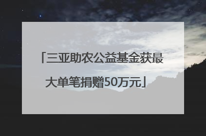 三亚助农公益基金获最大单笔捐赠50万元