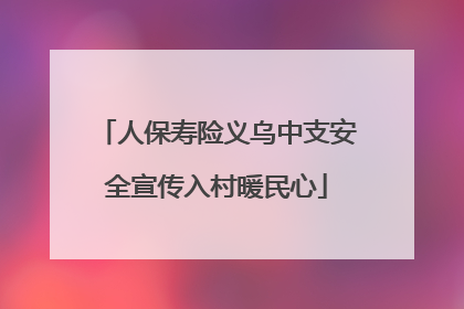 人保寿险义乌中支安全宣传入村暖民心