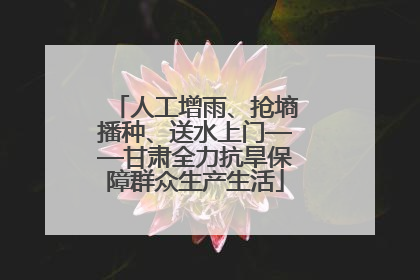 人工增雨、抢墒播种、送水上门——甘肃全力抗旱保障群众生产生活