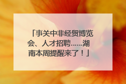 事关中非经贸博览会、人才招聘……湖南本周提醒来了！