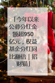今年以来公募分红金额超950亿元，权益基金分红同比翻倍｜招财猫