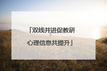 双线并进促教研 心理信息共提升