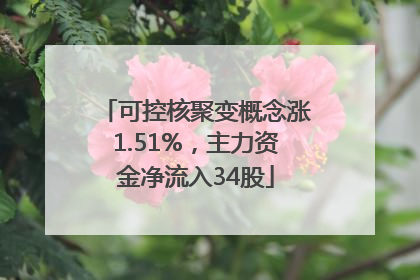 可控核聚变概念涨1.51%，主力资金净流入34股