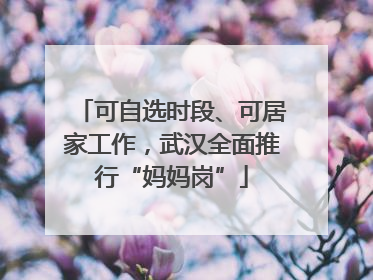 可自选时段、可居家工作，武汉全面推行“妈妈岗”