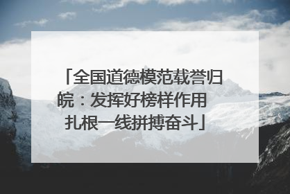 全国道德模范载誉归皖：发挥好榜样作用 扎根一线拼搏奋斗