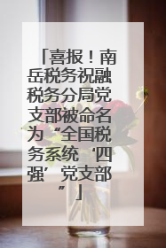 喜报！南岳税务祝融税务分局党支部被命名为“全国税务系统‘四强’党支部”