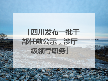 四川发布一批干部任前公示，涉厅级领导职务
