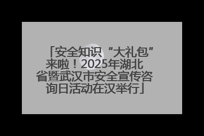 安全知识“大礼包”来啦！2025年湖北省暨武汉市安全宣传咨询日活动在汉举行