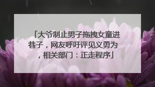 大爷制止男子拖拽女童进巷子，网友呼吁评见义勇为，相关部门：正走程序