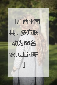 广西平南县：多方联动为66名农民工讨薪
