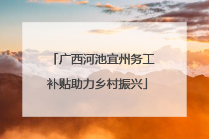 广西河池宜州务工补贴助力乡村振兴