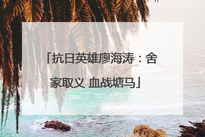 抗日英雄廖海涛：舍家取义 血战塘马