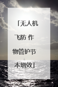无人机飞防 作物管护节本增效