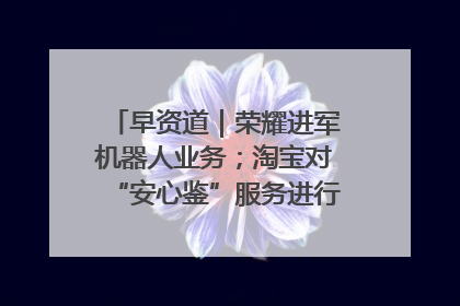 早资道｜荣耀进军机器人业务；淘宝对“安心鉴”服务进行逐步下线调整