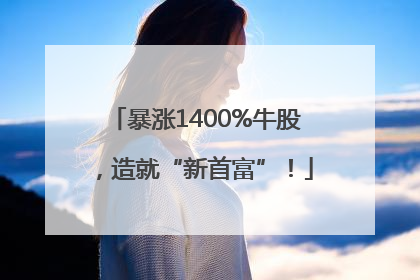 暴涨1400%牛股，造就“新首富”！