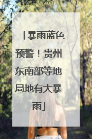 暴雨蓝色预警！贵州东南部等地局地有大暴雨