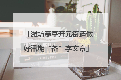 潍坊寒亭开元街道做好汛期“备”字文章