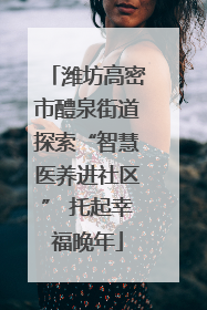 潍坊高密市醴泉街道探索“智慧医养进社区” 托起幸福晚年