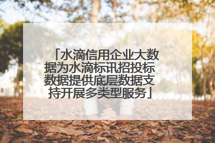 水滴信用企业大数据为水滴标讯招投标数据提供底层数据支持开展多类型服务