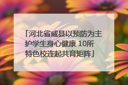 河北省威县以预防为主护学生身心健康 10所特色校连起共育矩阵