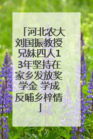 河北农大刘国振教授兄妹四人13年坚持在家乡发放奖学金 学成反哺乡梓情