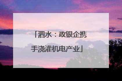 泗水：政银企携手浇灌机电产业