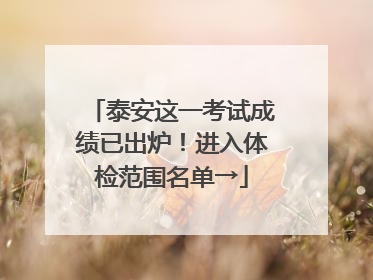 泰安这一考试成绩已出炉！进入体检范围名单→