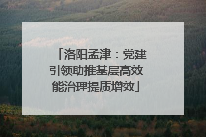 洛阳孟津：党建引领助推基层高效能治理提质增效
