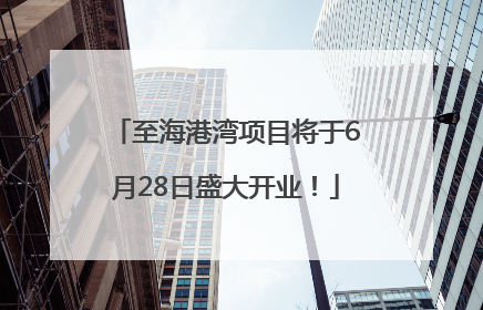 至海港湾项目将于6月28日盛大开业！