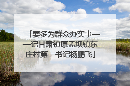 要多为群众办实事——记甘肃镇原孟坝镇东庄村第一书记杨鹏飞