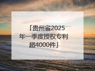 贵州省2025年一季度授权专利超4000件