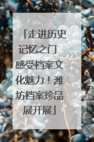 走进历史记忆之门 感受档案文化魅力！潍坊档案珍品展开展