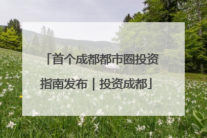 首个成都都市圈投资指南发布｜投资成都