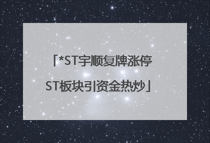 *ST宇顺复牌涨停 ST板块引资金热炒