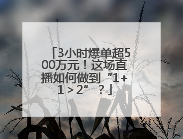 3小时爆单超500万元！这场直播如何做到“1+1＞2”？