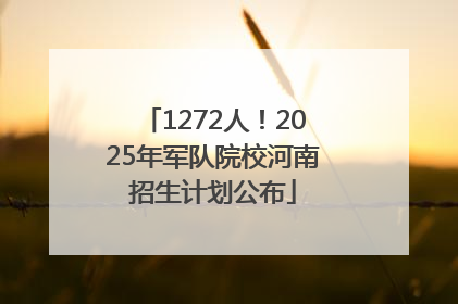 1272人！2025年军队院校河南招生计划公布